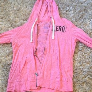 Aero Pink Casual Zip-Up Hoodie